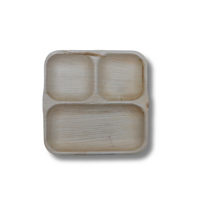 3 Compartment Square Areca Plate