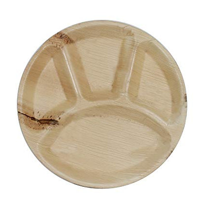 4 Compartment Round Areca Plate