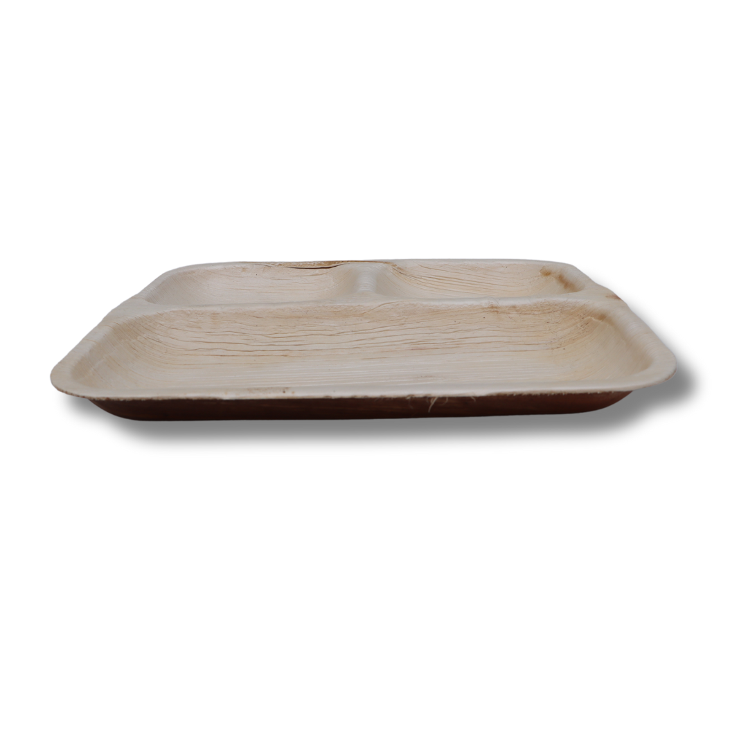 3 Compartment Square Areca Plate