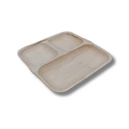 3 Compartment Square Areca Plate