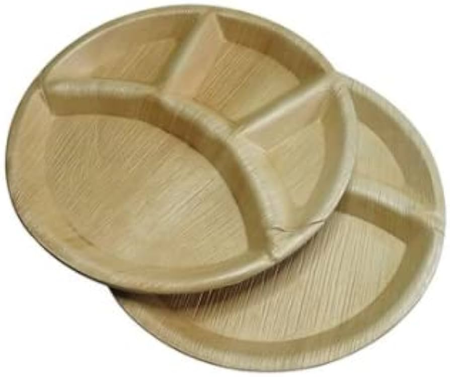 4 Compartment Round Areca Plate